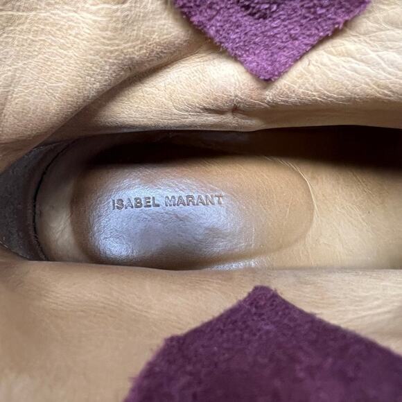 Isabel Marant Dewina Dark Red Maroon Suede Pointed Toe Block Heel Ankle Boots - Picture 6 of 9